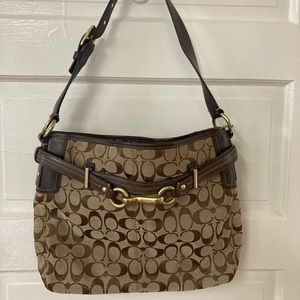 Coach Carmel and Brown Purse with gold detail